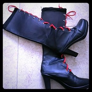 Junko Enoshima Calf High Heel Black Boots